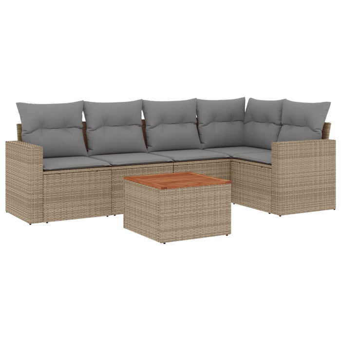 Set Divano da Giardino 6 pz con Cuscini Beige in Polyrattancod mxl 87655