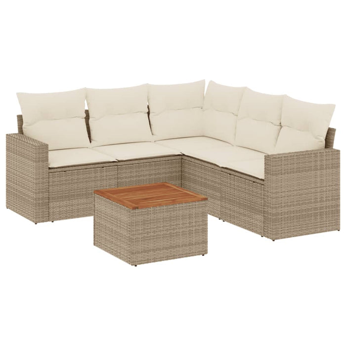 Set Divano da Giardino 6 pz con Cuscini Beige in Polyrattancod mxl 113487