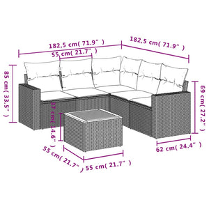 Set Divano da Giardino 6 pz con Cuscini Beige in Polyrattancod mxl 113487