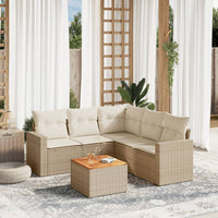 Set Divano da Giardino 6 pz con Cuscini Beige in Polyrattancod mxl 113487