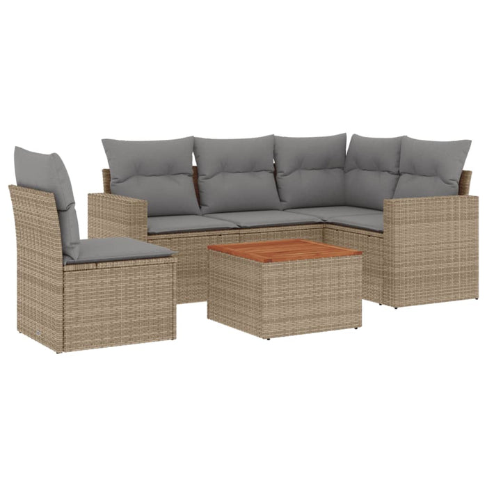 Set Divano da Giardino 6 pz con Cuscini Beige in Polyrattancod mxl 111967