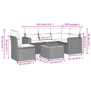 Set Divano da Giardino 6 pz con Cuscini Beige in Polyrattancod mxl 111967