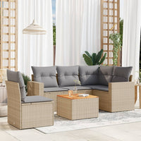 Set Divano da Giardino 6 pz con Cuscini Beige in Polyrattancod mxl 111967