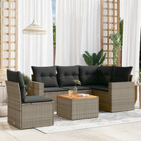 Set Divano da Giardino 6 pz con Cuscini Grigio in Polyrattan 3224128