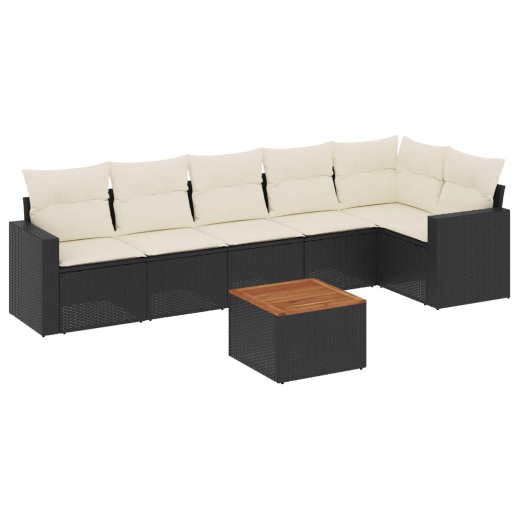 Set Divani da Giardino con Cuscini 7pz Nero Polyrattancod mxl 111651