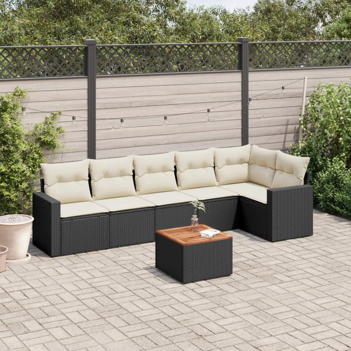 Set Divani da Giardino con Cuscini 7pz Nero Polyrattancod mxl 111651