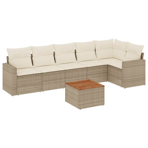 Set Divani da Giardino 7 pz con Cuscini Beige in Polyrattancod mxl 111652