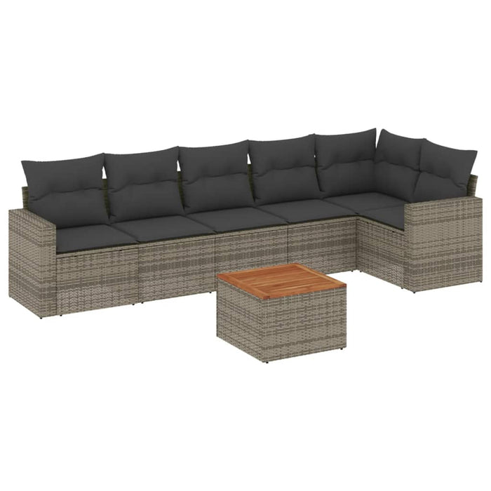 Set Divani da Giardino 7 pz con Cuscini Grigio in Polyrattan 3224135