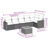 Set Divani da Giardino 7 pz con Cuscini Grigio in Polyrattan 3224135