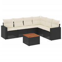 Set Divani da Giardino con Cuscini 7pz Nero Polyrattan 3224138