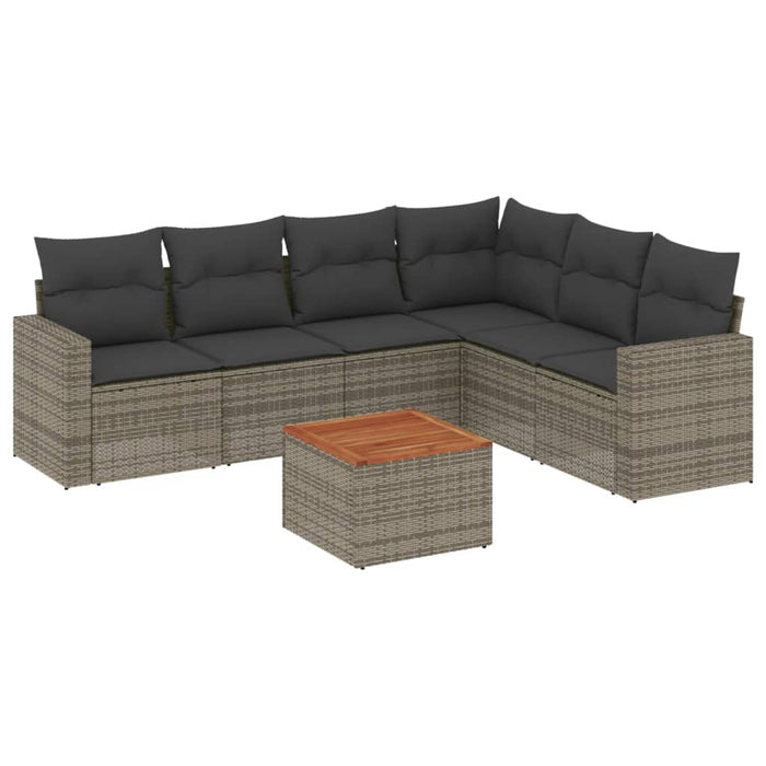 Set Divani da Giardino 7 pz con Cuscini Grigio in Polyrattan 3224142