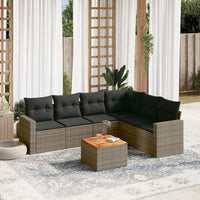 Set Divani da Giardino 7 pz con Cuscini Grigio in Polyrattan 3224142