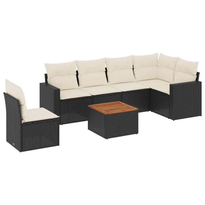 Set Divani da Giardino con Cuscini 7pz Nero Polyrattan 3224145