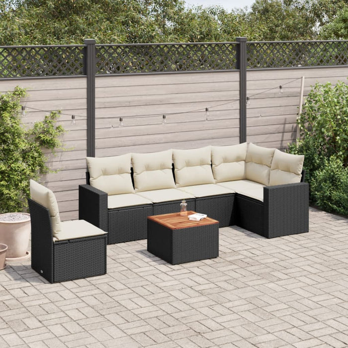 Set Divani da Giardino con Cuscini 7pz Nero Polyrattan 3224145