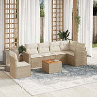 Set Divani da Giardino 7 pz con Cuscini Beige in Polyrattancod mxl 89543