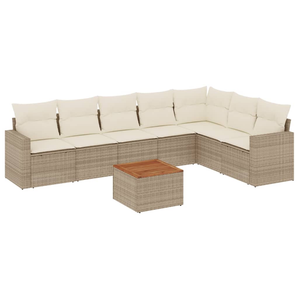 Set Divano da Giardino 8 pz con Cuscini Beige in Polyrattan 3224154