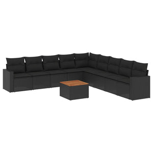 Set Divani da Giardino 10pz con Cuscini in Polyrattan Nerocod mxl 111659