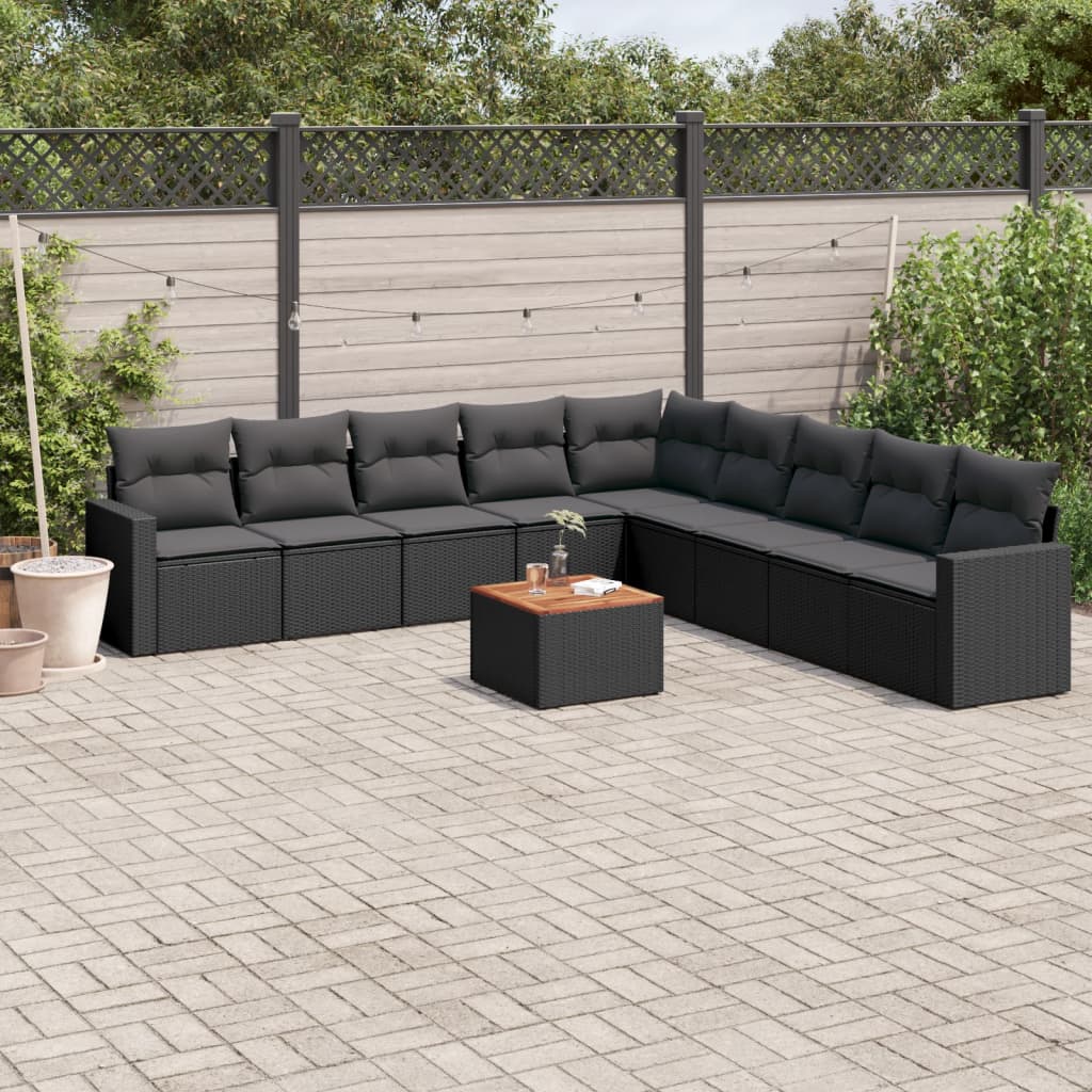 Set Divani da Giardino 10pz con Cuscini in Polyrattan Nerocod mxl 111659