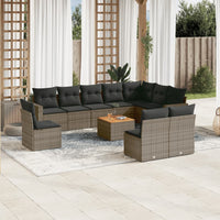 Set Divani da Giardino 11 pz con Cuscini in Polyrattan Grigio 3224177