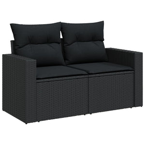 Set Divani da Giardino 12 pz con Cuscini Nero in Polyrattan 3224179