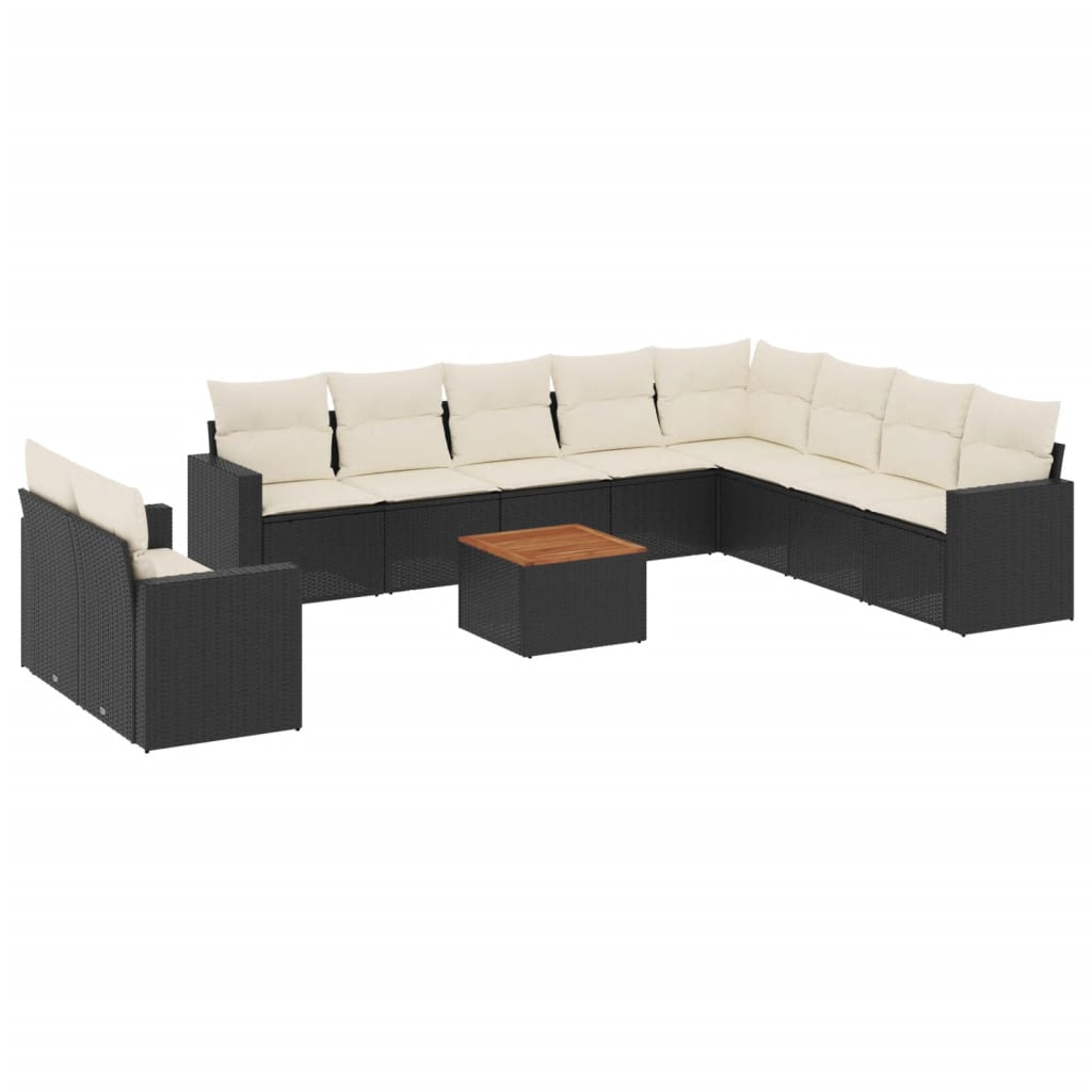 Set Divani da Giardino 11 pz con Cuscini in Polyrattan Nero 3224194