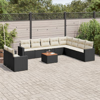 Set Divani da Giardino 11 pz con Cuscini in Polyrattan Nero 3224194