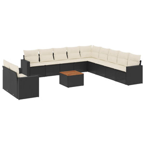 Set Divani da Giardino 12 pz con Cuscini Nero in Polyrattan 3224201