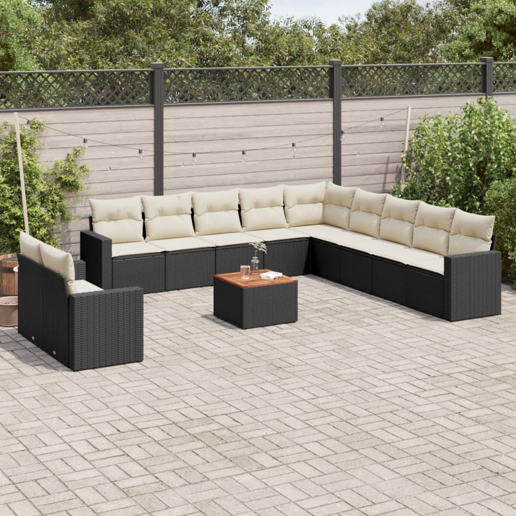 Set Divani da Giardino 12 pz con Cuscini Nero in Polyrattancod mxl 90256