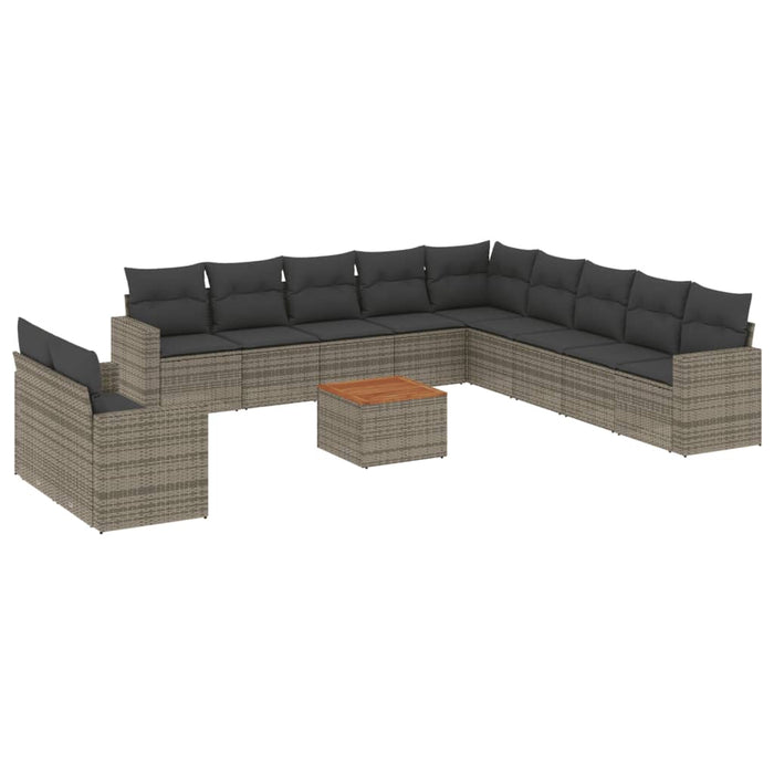 Set Divani da Giardino 12 pz con Cuscini Grigio in Polyrattan 3224205