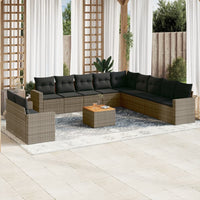 Set Divani da Giardino 12 pz con Cuscini Grigio in Polyrattan 3224205