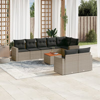 Set Divano da Giardino 9 pz con Cuscini Grigio in Polyrattan 3224212