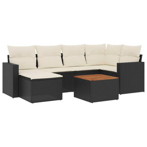 Set Divani da Giardino con Cuscini 7pz Nero Polyrattan 3224222