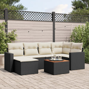 Set Divani da Giardino con Cuscini 7pz Nero Polyrattan 3224222