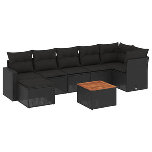 Set Divani da Giardino con Cuscini 8 pz Nero in Polyrattancod mxl 113324