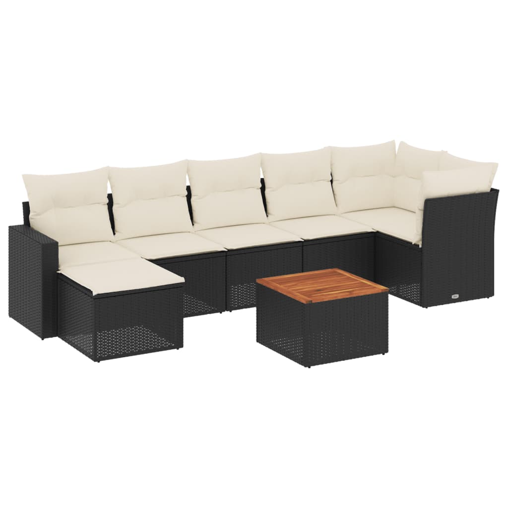 Set Divani da Giardino con Cuscini 8 pz Nero in Polyrattan 3224229