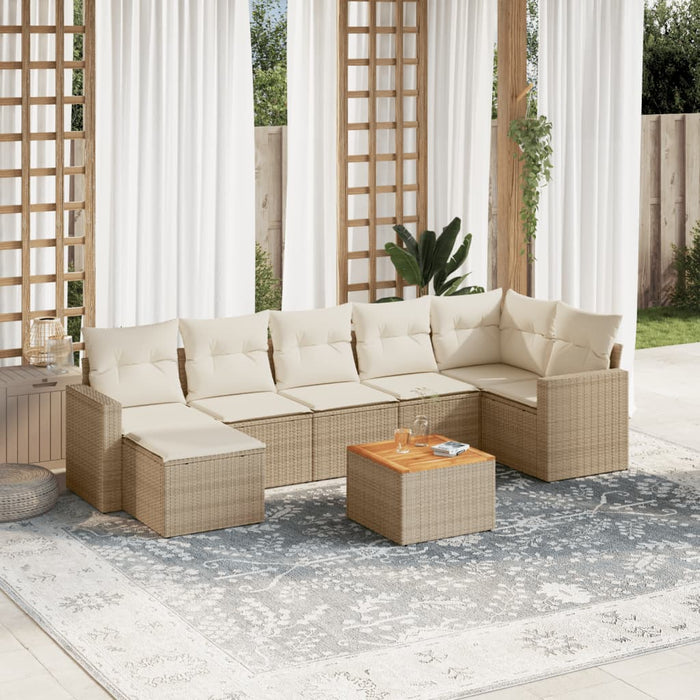 Set Divano da Giardino 8 pz con Cuscini Beige in Polyrattan 3224231