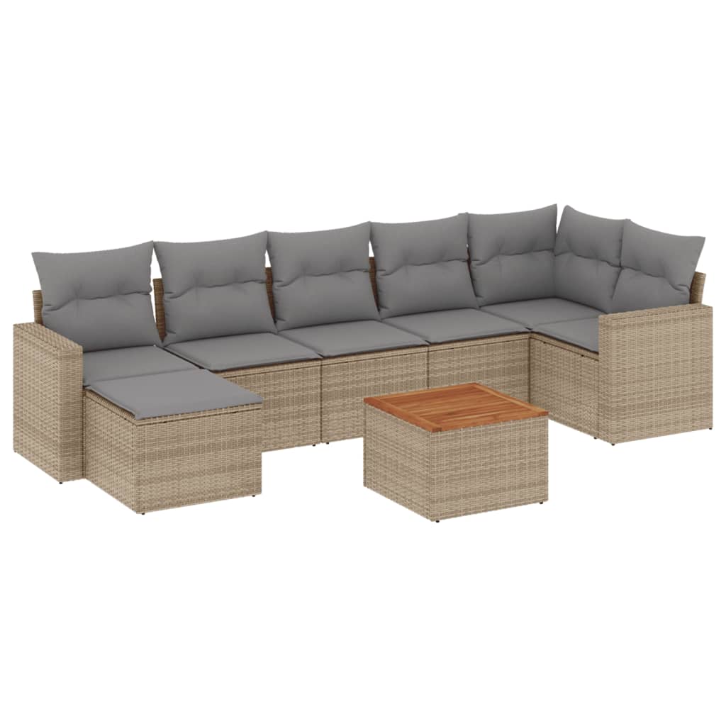 Set Divano da Giardino 8 pz con Cuscini Beige in Polyrattan 3224232