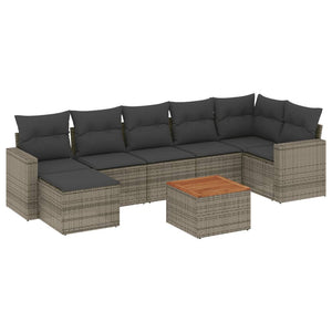 Set Divano da Giardino 8 pz con Cuscini Grigio in Polyrattan 3224233