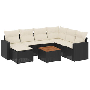 Set Divani da Giardino con Cuscini 8 pz Nero in Polyrattan 3224236