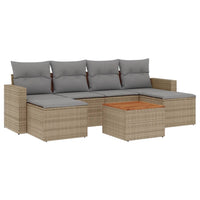 Set Divani da Giardino 7 pz con Cuscini Beige in Polyrattan 3224246