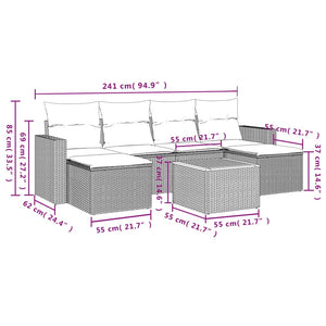 Set Divani da Giardino 7 pz con Cuscini Beige in Polyrattan 3224246