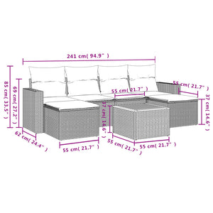 Set Divani da Giardino 7 pz con Cuscini Grigio in Polyrattan 3224247