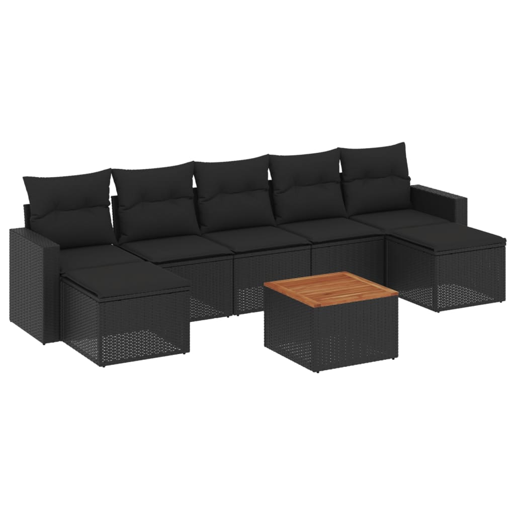 Set Divani da Giardino con Cuscini 8 pz Nero in Polyrattancod mxl 113482