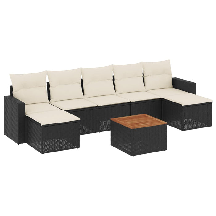 Set Divani da Giardino con Cuscini 8 pz Nero in Polyrattan 3224250