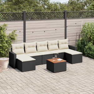 Set Divani da Giardino con Cuscini 8 pz Nero in Polyrattan 3224250