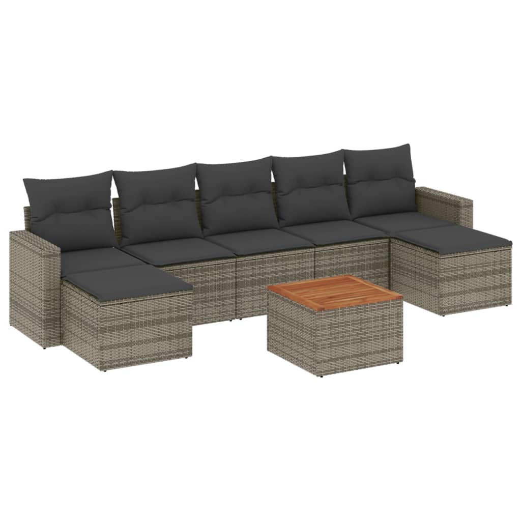 Set Divano da Giardino 8 pz con Cuscini Grigio in Polyrattan 3224254