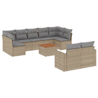 Set Divano da Giardino 10 pz con Cuscini Beige in Polyrattan 3224274