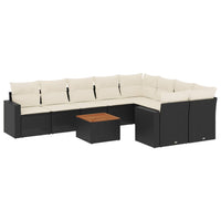 Set Divani da Giardino 10pz con Cuscini in Polyrattan Nero 3224278