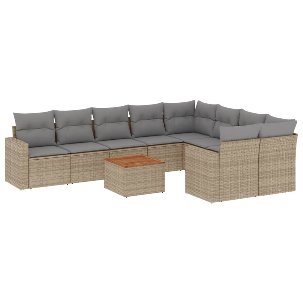 Set Divano da Giardino 10 pz con Cuscini Beige in Polyrattancod mxl 89960