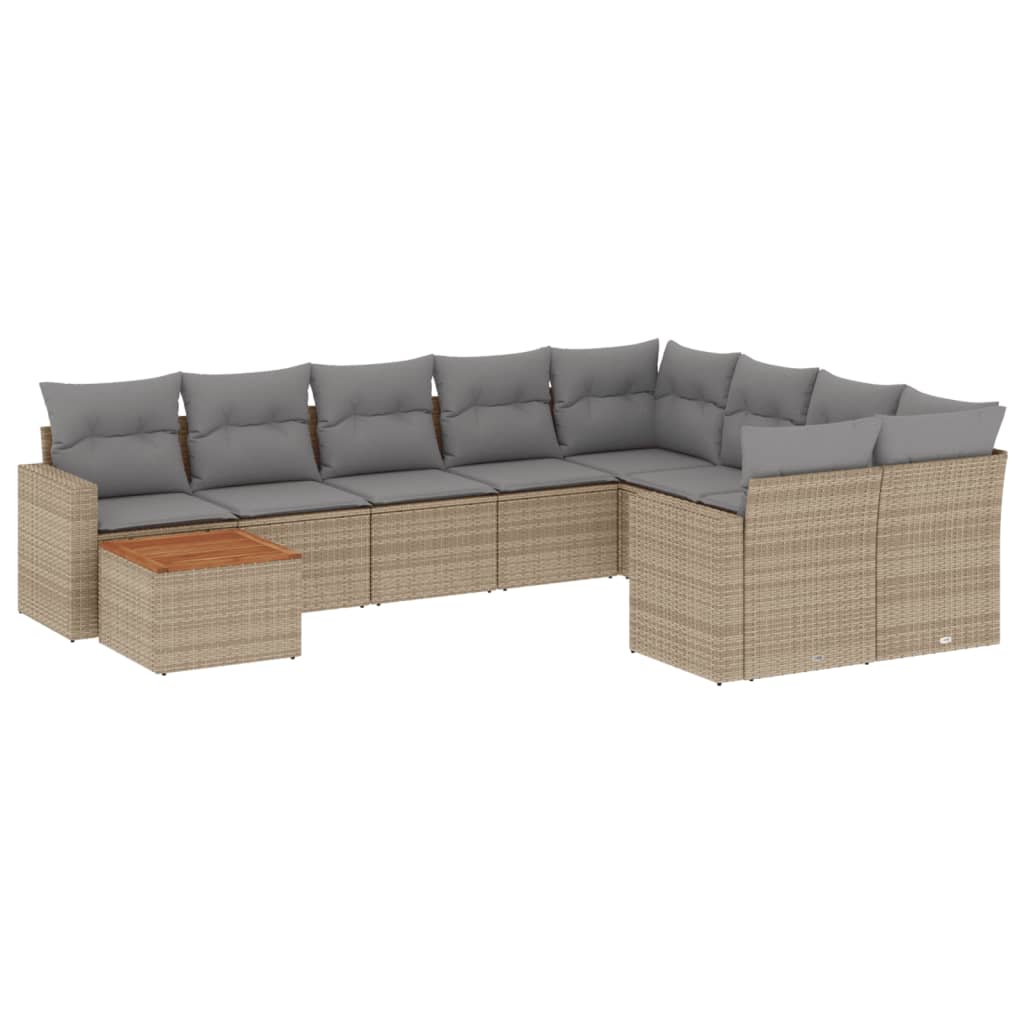 Set Divano da Giardino 10 pz con Cuscini Beige in Polyrattancod mxl 89401